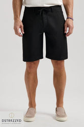 DSTREZZED Men's Linen Bermuda Shorts (Black) - Smgarment's